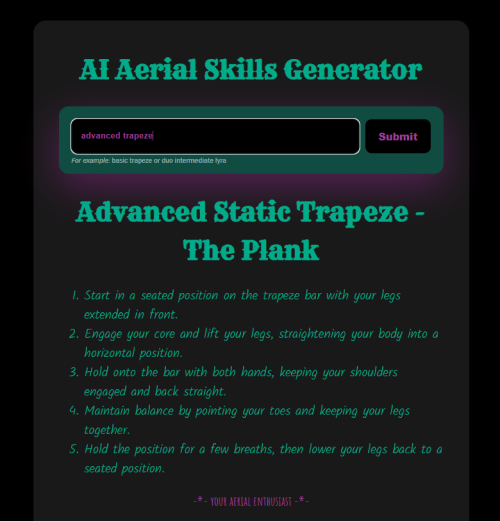 AI Aerial skills generator webpage screen shot